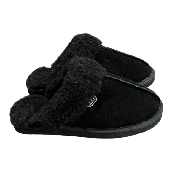 Bearpaws Paws Women's Black Leather Mackenzie Suede Scuff Slipper Size 11 - Picture 5 of 10